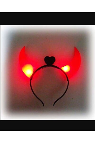 PartAntalya Şeytan Taçı Kırmızı Işıklı Cadılar Bayramı Işıklı Şeytan Tacı Uzun Model Happy Halloween