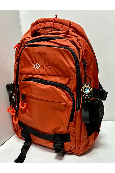 ÇÇS 51612 Model Orange Color Waterproof School Backpack - Young Sports Bag with Keychain