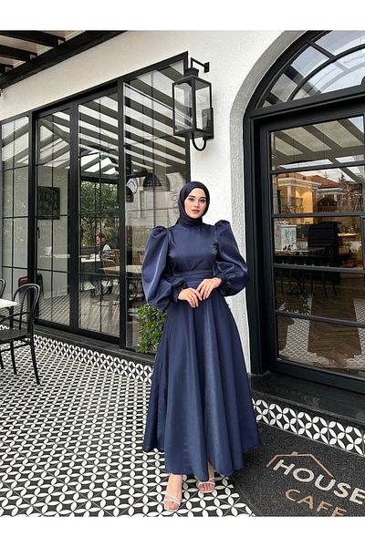 By Atelier Rochie de seara Hijab Albastru Marin Glitter Hazel