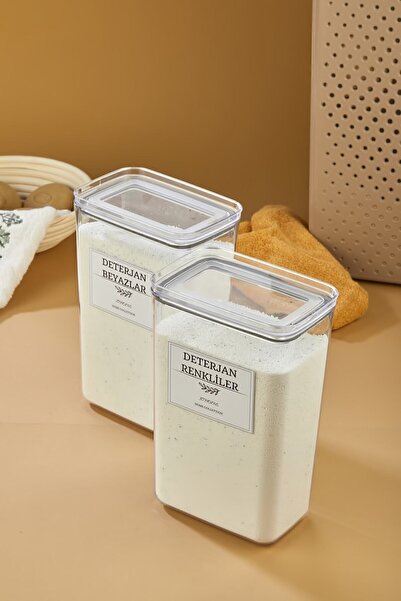 KATE HOME Deterjan Kutusu/vakum Kapaklı Banyo Düzenleyici Saklama Kutusu (RENKLİLER)-(BEYAZLAR)(2900ML)2.9lt