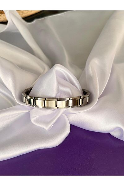 DETA ACCESSORY Unisex Italian Charm Silver Stainless Steel Bracelet