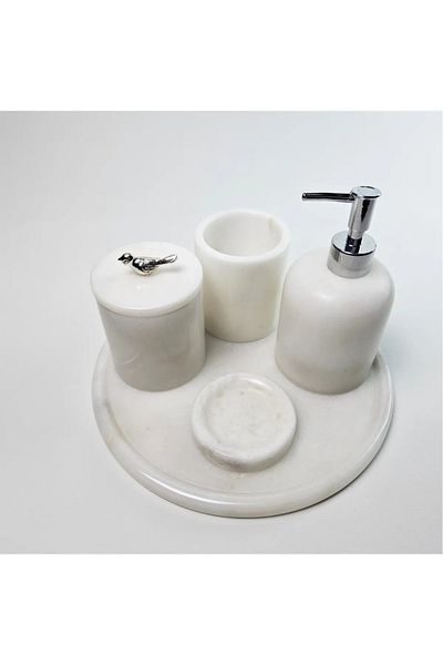 ege gross White Marble Bathroom Set 5Li/Marble Bathroom Set