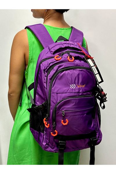 ÇÇS Purple Colored Waterproof Women's School Backpack - 51612 Young Sports Bag with Keychain