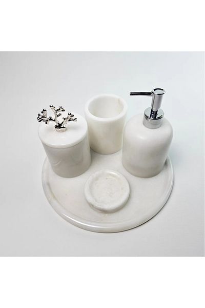 ege gross White Marble Bathroom Set 5Li/Marble Bathroom Set