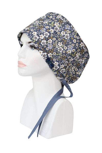 doktorbonem Spring Floral Pattern - Blue Surgical Bonnet, Hospital Bonnet for Doctor and Nurse, Standard Size