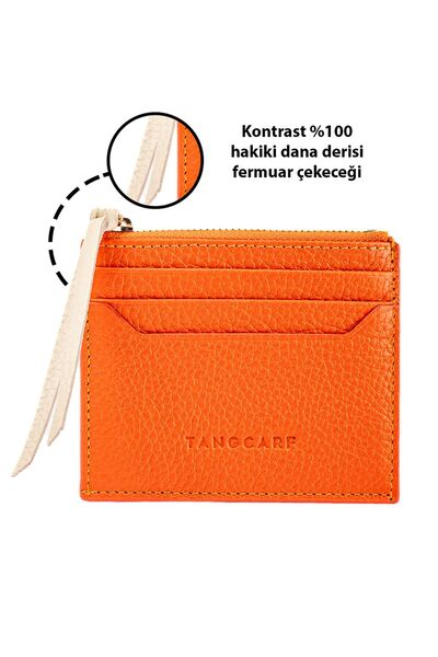 TANGCARF Genuine Leather Women's Card Holder |   Pia 1223 Orange