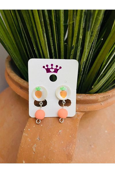 1PARÇAMAVİ Carrot Bulk Clip Non-Perforated Compression Girl's Earrings
