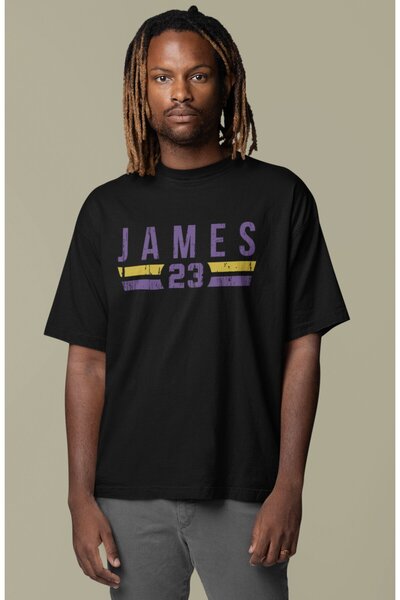 Fuddy Moda Tricou de baschet oversize unisex cu imprimeu James 23