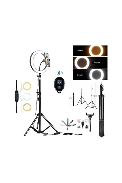 AydemirTech Kumandalı Amaçlı Ring Light Telefon Tutucu Halka Işıklı Yayıncı V...