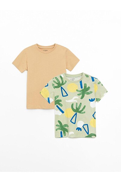 LC Waikiki LCW Baby - تي شيرت للأولاد الصغار باللون الأخضر الباستيل مكون من ق...