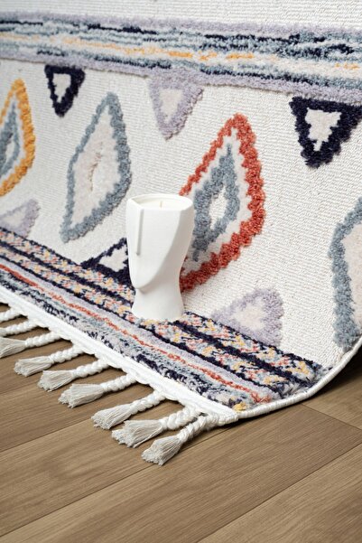 MOQA Max 1804 Multi Bukle Dokuma Halı Hav Toz Vermez Etnik Iskandinav Desenli Dekoratif Salon Halısı