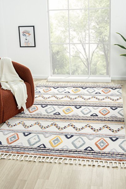 MOQA Max 1804 Multi Bukle Dokuma Halı Hav Toz Vermez Etnik Iskandinav Desenli Dekoratif Salon Halısı