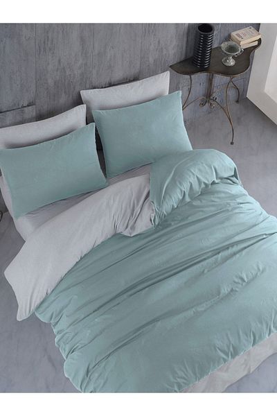 NANOSOFT Duvet Cover King Size Mint Green-grey