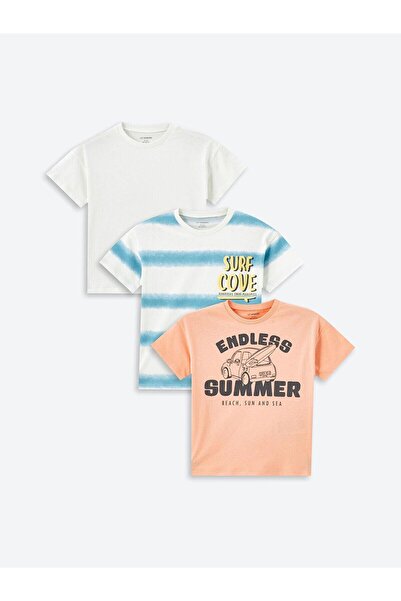 LC Waikiki LCW baby Açık Gri Baskılı Bisiklet Yaka Kısa Kollu Baskılı Erkek B...