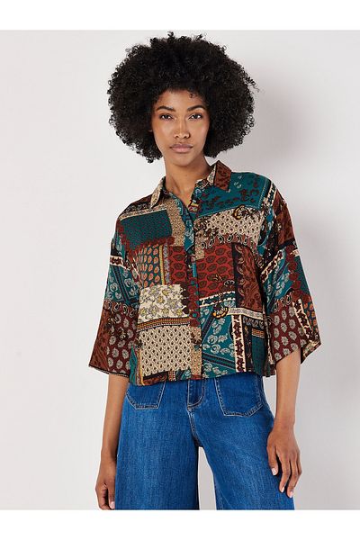 Apricot Patchwork Paisley Boxy Hemd