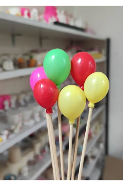 Himi Pasta Süsleri 6'lı Balon Maket Kürdanlı Cupcake Pasta Süsü Doğum Günü Sü...