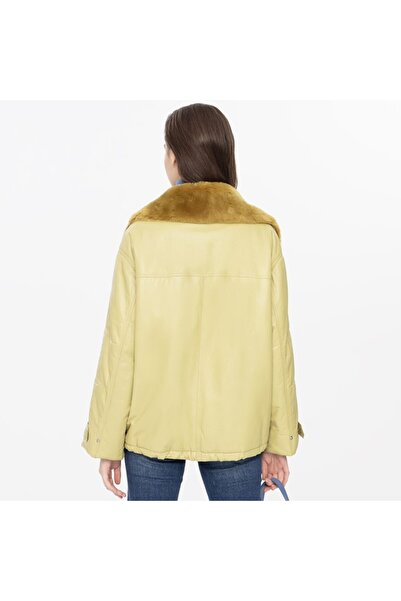 Desa Auren Green Women's Leather Puffer Coat