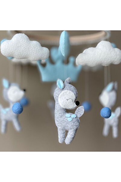 EFSBABY (MÜZİKLİ)erkek Bebek Odası Bebek Beşiği Dönencesi Mavi Ceylan