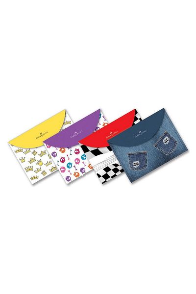 Faber Castell Faber Trendy 4-piece File Patterned Pack - with Snap Fasteners ( 5075000085 )
