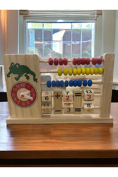 dodotoys Montessori abacus wooden abacus with educational tutorial clock
