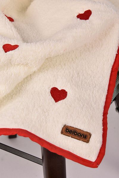 Beibons Wellsoft 90x100 cm Cute Baby and Kids Blanket - Heart Embroidered, White
