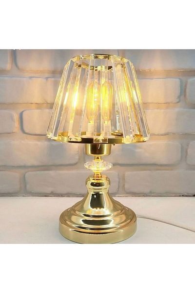 MİNAYS 2 Pieces Gold Color Modern Lampshade Crystal Stone Lampshade Living Room Bedroom Lampshade