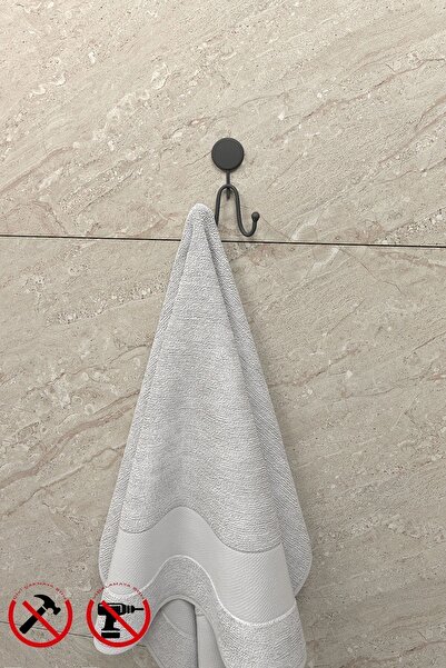 Alper Banyo Mat Siyah Ikili Havlu Askısı | Banyo & Mutfak Için | Yapışkanlı V...