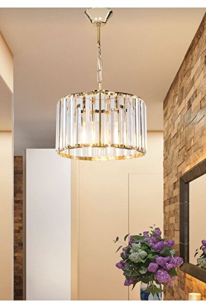 MİNAYS Modern Lüks Kristal Taşlı Gold Avize