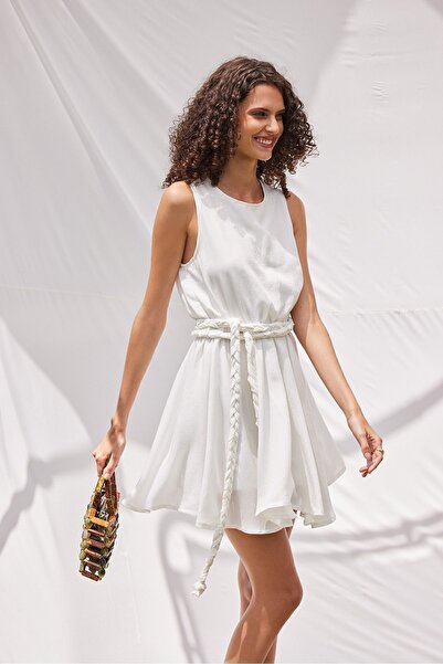 VATKALI Romantyczna sukienka z dzianinowym paskiem