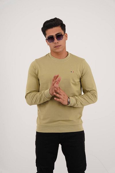 Est Estola Ανδρικό φούτερ Crew Neck Mold Green Relaxed - 2 Νήματα