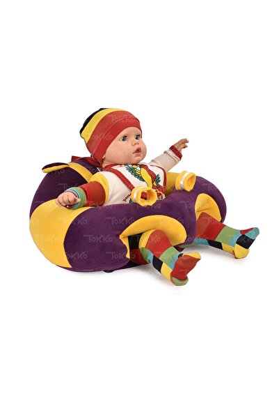 TOKKO Elyaf Dolgu Bebek Oturma Destek Minderi - Devrilmez Bebek Koltuğu - Büy...