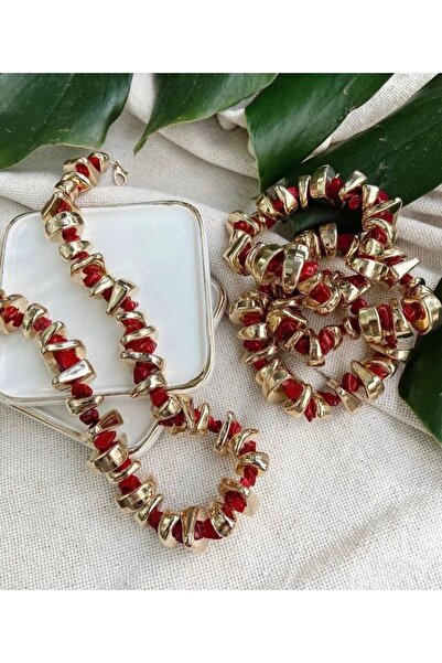 Poison Accessories ’s kontrast taşlı kırmızı gold marka bileklik