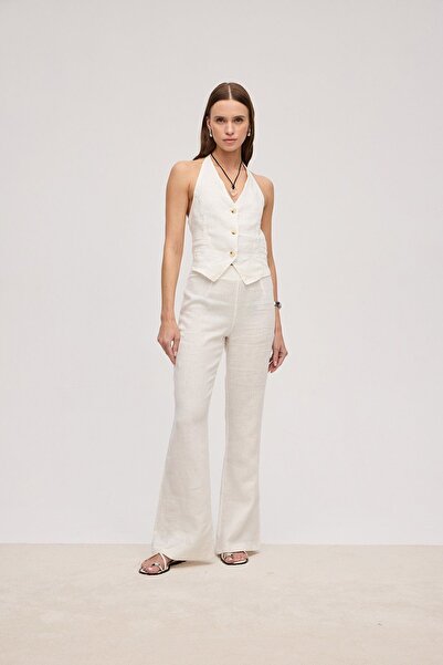 VATKALI Rozšírené nohavice zo 100% ľanu