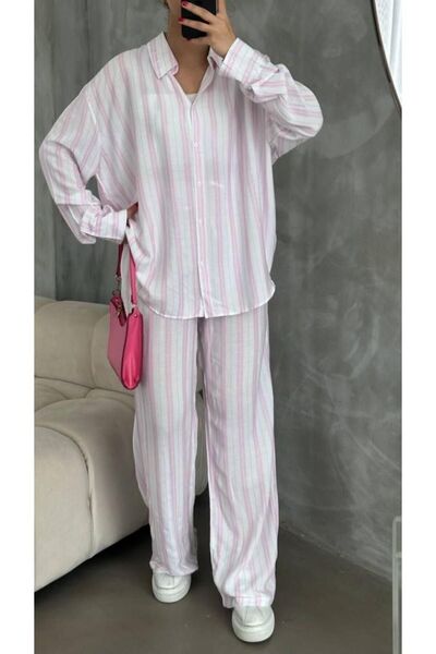 Ketch قماش فيسكوز - طقم علوي وسفلي مخطط، بنطلون