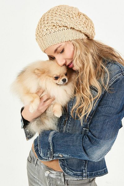 POSUSS Glittered Non-Pompom Acrylic Women's Beanie Beige/gold - Ps349