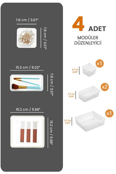Meleni Home Διαφανής οργάνωση 4 - Κοσμήματα καλλυντικών, μακιγιάζ και οργάνωση ντουλάπας