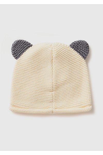 United Colors of Benetton Baby Ecru Knitted Beanie with Ears