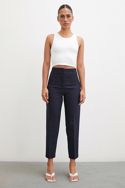 Never more Navy Blue Skinny Fabric Trousers