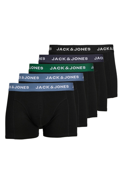 Jack & Jones Erkek Logolu Beli Lastikli 5'li Boxer Paketi - Solid