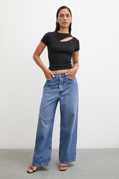 Never more Open Front Blouse Black