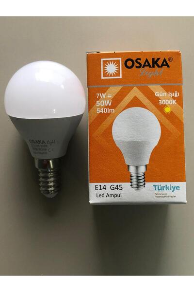 Osaka 5 ADET OSAKA 7W=50W=540 LÜMEN E 14 TOP AMPÜL 3000K SARI 45mmX75mm