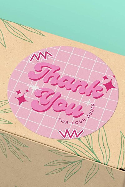 Basic Sense 4x4cm - 45 Adet - Kuşe Thank You Sticker Teşekkürler Ambalaj Karg...