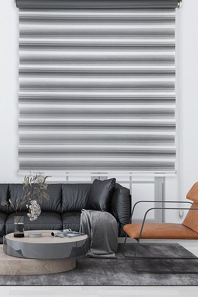 CEYHAN STORE Gray White Color Transition Zebra Curtain