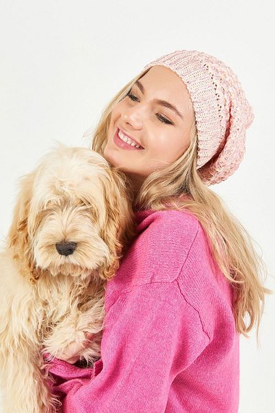 POSUSS Glittery Non-Pompom Acrylic Women's Beret Salmon - Ps351