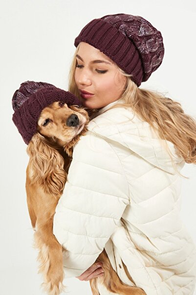 POSUSS Simli Ponponsuz Akrilik Kadın Bere Mürdüm - Ps425