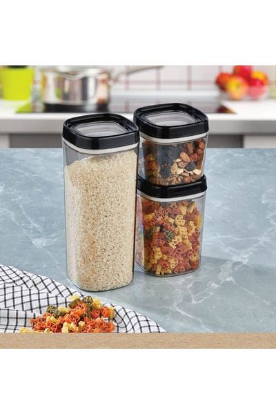 bonny Mugiss Food Storage Container Set of 3 1800ml 1000ml 600ml Black