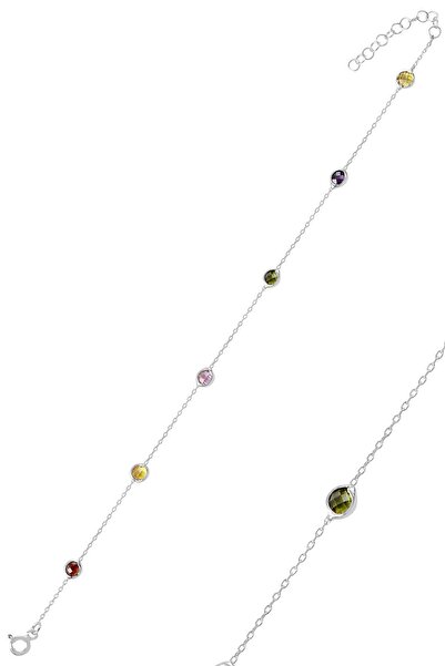 Söğütlü Silver Gümüş Renkli Sıra Taşlı Bileklik SGTL9890RENKLİ