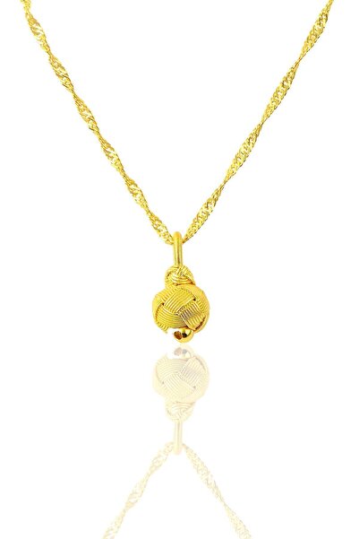 Söğütlü Silver Kadın Gümüş Altın Yaldızlı Kazaziye Top Kolye Ve Singapur Zinc...