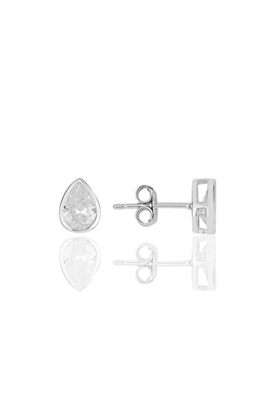 Söğütlü Silver Gümüş Rodyumlu Damla Kesim Zirkon Taşlı Küpe Sgtl11620damla