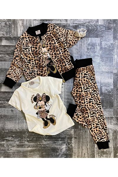 LİLLYPİCCA Cardigan cu imprimeu leopard Minnie, 3 piese, jos, sus, set de dimensiuni, pictură disponibilă în imagini